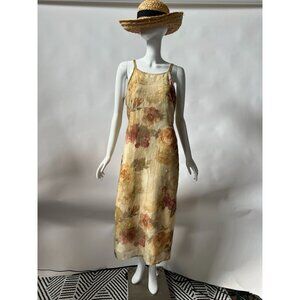 Petite Sophisticates Womens Dress Spaghetti Strap Floral  10P Tan   Polyester US
